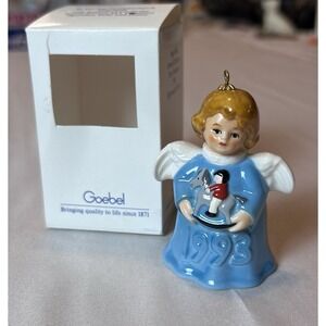 Goebel Angel Bell Ornament 1993 Christmas Cloche d'Ange Hand Painted Porcelain